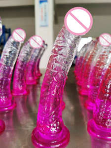 Jouet pour adultes pour femmes, stimulateur du point G, gode transparent <span class=keywords><strong>en</strong></span> gelée dégradé couleur piano, ventouse puissante - Product Image 3