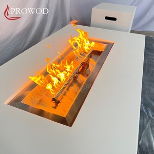 Muebles de exterior Chimenea de gas grande 55 pulgadas Mesa de fuego de combustible de gas GFRC Chimenea de gas propano con roca de lava negra - Product Image 4