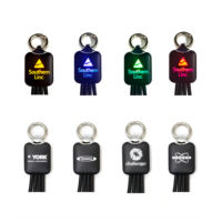 Cadeau OEM en promotion câble de chargement 3 en 1 porte-clés forme carrée lumière LED câble de chargement câble usb lumineux avec porte-clés