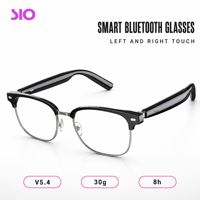   Lunettes Audio Intelligentes 5.4 à Oreille Ouverte, Lentille Claire, Double Commande Tactile, Musique Sans Fil, Appels, Chargement Magnétique USB, Contrôle Vocal IA