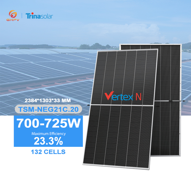 Trina Solar Vertex N 700W 705W 710W 715W 720W 725W N-Type TOPCon Module Full Black High Efficiency Solar Panel