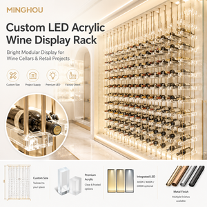 Portabottiglie da Esposizione Minghou in Acrilico Armadietto per Vino con Luce a Led e <span class=keywords><strong>Scaffale</strong></span> in Metallo per Cantina <span class=keywords><strong>Design</strong></span> Personalizzato - Product Image 1