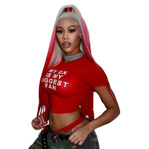On Sale New High Quality Hip Hop <strong>T</strong>-<strong>shirt</strong> for <strong>Women</strong> Wholesale Bulk Crop Tops White Letter Printed <strong>Red</strong> <strong>T</strong> <strong>Shirt</strong> for <strong>Women</strong> Street - Product Image 1