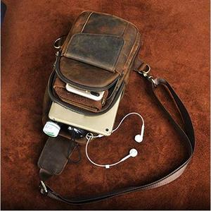 Túi Đeo Ngực Cho Nam Túi Đeo Chéo Da Thật Thường Ngày Kiểu Đưa Thư Túi Đeo Chéo Hình Tam Giác Ba Lô Dây Đeo Một Vai - Product Image 2