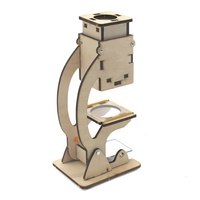 Microscope en bois pour expériences n°2 E200 pour les élèves du primaire et du secondaire, kit de bricolage fait main, petit jouet éducatif scientifique