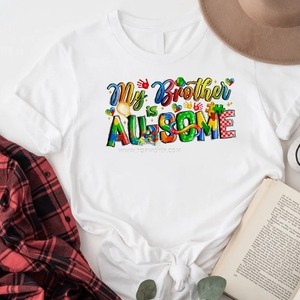 Mon frère est génial - Autisme - Impression par transfert DTF - Autocollant thermocollant - Sublimation - Sacs de vêtements - Vêtements - Prêt à presser - Product Image 3