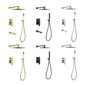 Concealed Wall Mounted <b>Shower</b> Set Square Gold Thermostatic Rain Spray With Single Handle Ceramic Valve - Product Image 4