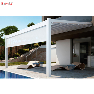 Prefabricada blanco de perfil de aluminio pérgola con proyección tejidos <span class=keywords><strong>techo</strong></span> para Patio al aire libre - Product Image 2