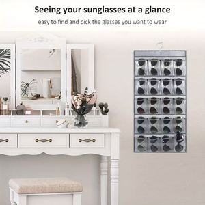 Custom Wall Mounted Eyeglasses Holder with 20 Clear Slots Sunglasses Organizer for Wardrobe Living Room Bathroom-Coat <b>Stand</b> - Product Image 2