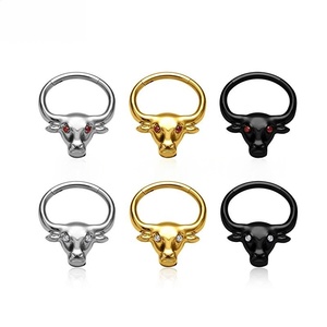 Nouveau à la mode G23 titane Sculpture tête <span class=keywords><strong>de</strong></span> taureau ZC <span class=keywords><strong>nez</strong></span> Septal anneau Punk hommes et femmes perforé bijoux <span class=keywords><strong>nez</strong></span> anneau boucles d'oreilles - Product Image 1