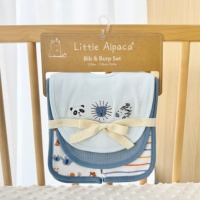 Ensemble de 2 bavoirs en coton pour bébé unisexe et 2 lingettes à épaules en coton pour bébé de 0 à 6 mois