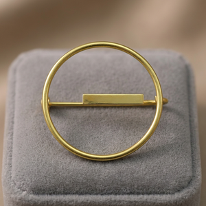 Vintage Style Brass Alloy Gold-Plated <b>Ring</b> Fashionable Trendy Statement Children Gift Featuring Plain Inlay Geometric Design - Product Image 4
