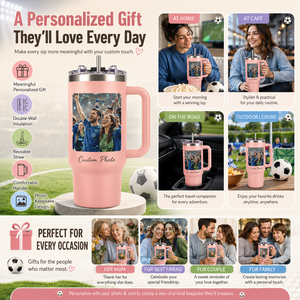 Gobelet isotherme personnalisé 40 oz avec photo, <span class=keywords><strong>tasse</strong></span> de voyage en acier inoxydable avec poignée et paille, idéal pour les cadeaux et l'usage quotidien - Product Image 2