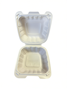 Taddhong 6x6 White PP Hinged Container <b>Microwavable</b> With <b>Lid</b> 1 Compartment Minimalist Design - Product Image 1