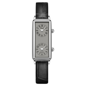 Reloj de Pulsera Creativo de Doble Hora, Estilo Vintage Rectangular de Alta Gama, Reloj de Cuarzo para Mujer con Doble Movimiento - Product Image 5