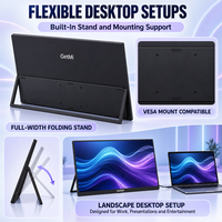 Moniteur portable tactile 16 pouces pour ordinateur portable, écran IPS FHD Plus 60Hz 14 mm, double USB-C, étui en cuir, idéal pour le travail professionnel.