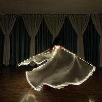 Nouveautés : Cape lumineuse LED argentée et jaune, ailes et accessoires pour spectacle de danse du ventre d'Halloween, articles de fête