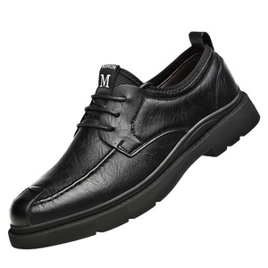 Chaussures habillées pour hommes en cuir, style Oxford, bout rond, doublure en peluche, semelle en caoutchouc isolante, pour le bureau et la carrière - Product Image 5