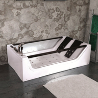 Baignoire autoportante rectangulaire moderne en acrylique blanc, écologique, avec fonction de massage à air et de bain à remous pour salle de bain d'appartement