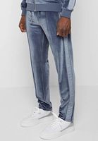 Ensemble de jogging pour homme en velours avec col montant et fermeture éclair, style décontracté, avec bande latérale en nylon, survêtement en velours pour homme