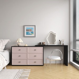 Coiffeuse en bois massif Dopamine, extensible, moderne et minimaliste, pour la fin du lit, avec rangement et espace maquillage - Product Image 1