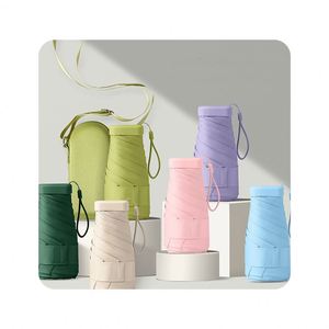 Parapluie compact de voyage pliable en 6 sections pour femmes, protection UV, couleur vive - Product Image 1