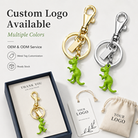 Porte-clés 3D en métal vert dinosaure, pendentif animal électroplaqué, décoration de sac à main, cadeau promotionnel