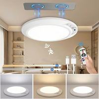Plafonnier LED moderne sans fil rechargeable avec détecteur de mouvement 5W, fixation magnétique, 3 températures de couleur, télécommande, pour salon, chambre, entrée