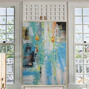 Modern Floating <b>Frame</b> Light Green White Abstract Wall Art Aluminum <b>Frame</b> Decorative Painting for Home Office Hotel - Product Image 3