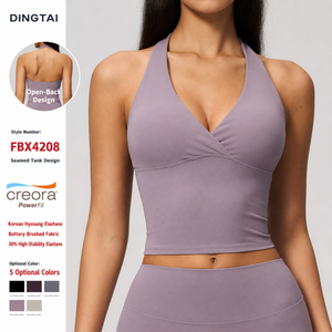 Reggiseno Sportivo Dingtai Traspirante con Collo Halter <span class=keywords><strong>per</strong></span> Donna, con Imbottiture Rimovibili, Supporto Medio, Modellante <span class=keywords><strong>per</strong></span> Palestra e Fitness - Product Image 2