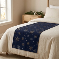 Chemin de table flocon de neige de Noël en RPET, couvre-lit antidérapant avec dos en caoutchouc, tissu imprimé décoratif