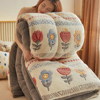 Couette matelassée 3D douce et chaude en polaire sherpa double face à imprimé dessin animé, épaisse, pour l'hiver, tailles King et Queen, pour la maison, vente en gros