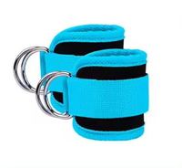 Ensemble de boucles de cheville réglables personnalisées pour fitness, avec double anneau en D, pour entraînement de la force des hanches, protection en fibre de polyester
