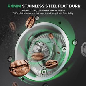 Molinillo de Café Comercial de 350W, Muelas Planas de Acero Inoxidable de 64mm, 2800 RPM, Ajuste de Molienda Fina de 0-9 - Product Image 2