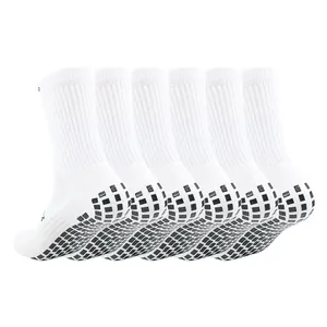 OEM custom logo retro long sports non slip grip pro socks football with terry cushioned