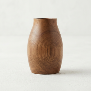 Vase de table en bois d'acacia fait main, design minimaliste rond, pour présentation florale - Product Image 1