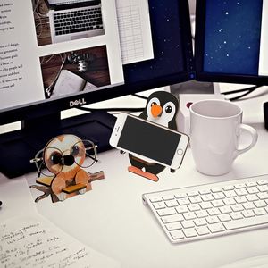 Wholesale Desk Organizer Wooden <b>Glasses</b> Stand Stylish Penguin/Sloth Ornament Ideal Office Gift for Coworkers Birthdays Presents - Product Image 1