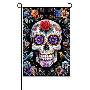 Bandera de Jardín al por Mayor de 12*18'' con Temática del Día de Muertos en México, Diseño Personalizado, Doble Capa, Bandera para Patio o Casa - Product Image 3