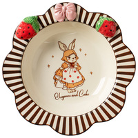 Vente en gros d'usine Ensemble d'assiettes bol en céramique lapin Vaisselle couleur sous glaçure Ensemble de vaisselle en céramique de haute qualité