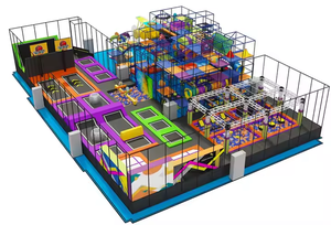 مركز ألعاب تجاري داخلي كبير مع منطقة ترامبولين للأطفال ومعدات تسلية تشمل مسارات حبال النينجا - Product Image 4