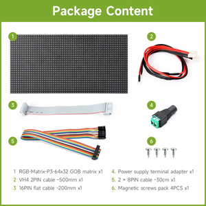 แผงเมทริกซ์ LED RGB สีเต็มรูปแบบสำหรับราสเบอร์รี่ ไพ พิโก,ระยะพิทช์ 3 มม., 64 × 32 พิกเซล, รุ่นมาตรฐาน / รุ่น GOB K593 - Product Image 4
