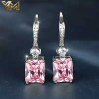 Elegantes Pendientes Largos con Circonita Cúbica 5A, Plateados en Plata, Transparentes y Rosados, 2 Colores, Joyería Destacada