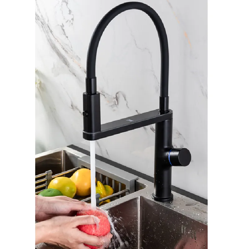 Pull out Hot and Cold digital thermostatic Kitchen Faucet