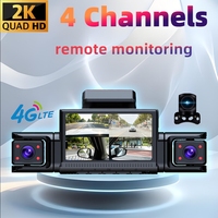 Caméra embarquée 4G 4 canaux 360 degrés avec écran IPS 3'' 2K, enregistrement en boucle, surveillance des angles morts et positionnement par satellite GPS