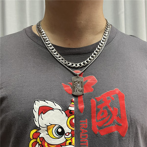 Collar con Colgante de Placa de Identificación de Acero Inoxidable 50 Cent, Diseño Geométrico con Número, Joyería de Regalo para Hombre - Product Image 3