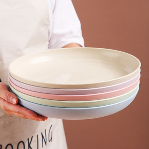 Plato de cena de paja de trigo estilo japonés de 23 cm, redondo, de color sólido, no tóxico, para carne, postres, ensaladas, frutas, verduras, uso doméstico - Product Image 3
