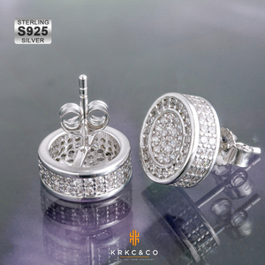 Siêu Sao Phụ Kiện Bông Tai Bán Buôn 18K Vàng Trắng Mạ Iced out <span class=keywords><strong>CZ</strong></span> Kim Cương Vòng 925 Sterling Silver Stud Bông Tai - Product Image 4