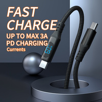 Câble de données intelligent USB C à USB C avec écran LED, 100W 60W 480 Mbps, 1 m, câble de données en nylon tressé, charge rapide pour iPhone 15 16