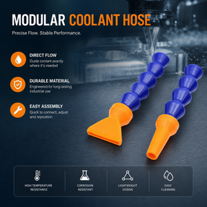 Kit de tuyau de refroidissement articulé bleu avec segments en forme d'entonnoir emboîtables et <span class=keywords><strong>embout</strong></span> <span class=keywords><strong>rond</strong></span> en bec de canard orange pour machine de découpe de métal CNC - Product Image 2
