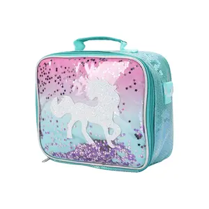 2023 Nova Moda Grande Capacidade Glitter Isolado Lunch Cooler Bag para Estudantes da Escola Meninas e Meninos